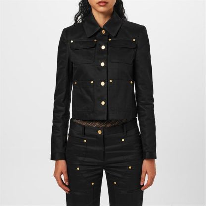 PALM ANGELS Pockets Drill Jacket Women Black  for sale