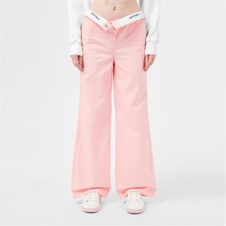 PALM ANGELS Reversed Waistband Chino Pants Women Chinos Pink/Wht for sale