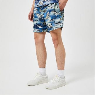 PALM ANGELS Shark Print Swimming Shorts Men Blu/Blk  4510  for sale