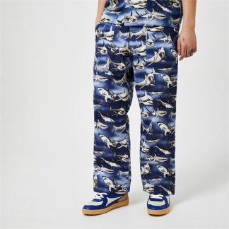 PALM ANGELS Shark Print Trousers Men Blu/Blk 4510  for sale