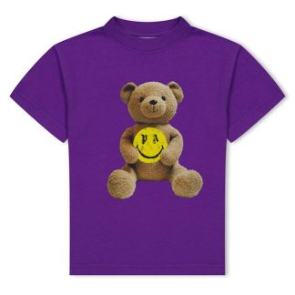 PALM ANGELS Smiley Bear T-Shirt Juniors Kids Regular Fit T-Shirts Purple 3715 for sale