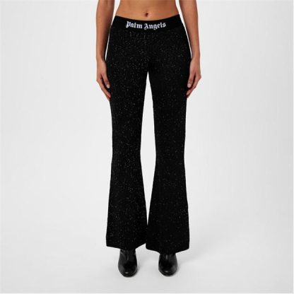 PALM ANGELS SoireÉ Flared Pants Women Blk/Wht 1001  for sale