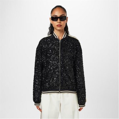 PALM ANGELS Soiree Sequined Bomber Jacket Women Black 1003  for sale