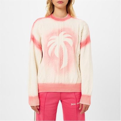 PALM ANGELS Spray Fisherman Jumper Women Wht/Pnk 0330  for sale