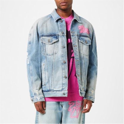 PALM ANGELS Spray ''Hunter'' Denim Jacket Unisex Blue 4032  for sale