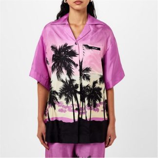 PALM ANGELS Sunset Bowling Shirt Women Prpl/Blk 3710  for sale