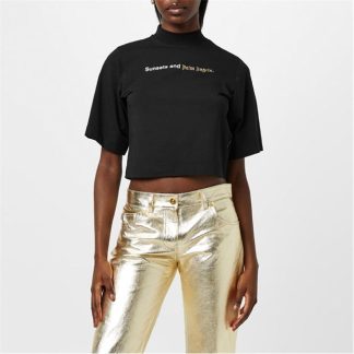 PALM ANGELS Sunsets Cropped T-Shirt Women Cropped T-Shirts Black 1001 for sale