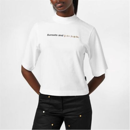 PALM ANGELS Sunsets Cropped T-Shirt Women Cropped T-Shirts White 0110 for sale