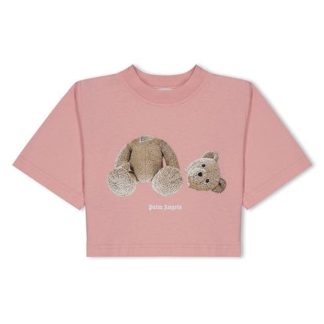 PALM ANGELS Teddy Bear Cotton Crop Top Girls Kids Pale Pink 3060  for sale