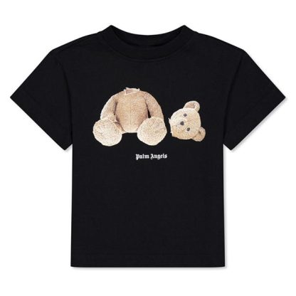 PALM ANGELS Unisex Junior Bear T Shirt Kids Regular Fit T-Shirts Blk Brwn 1060 for sale