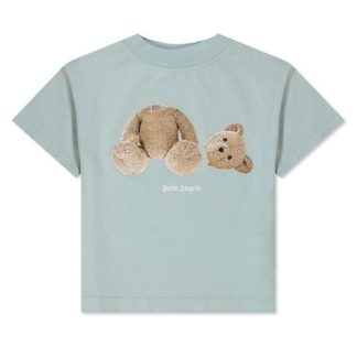 PALM ANGELS Unisex Junior Bear T Shirt Kids Regular Fit T-Shirts Dusty Blue 4260 for sale