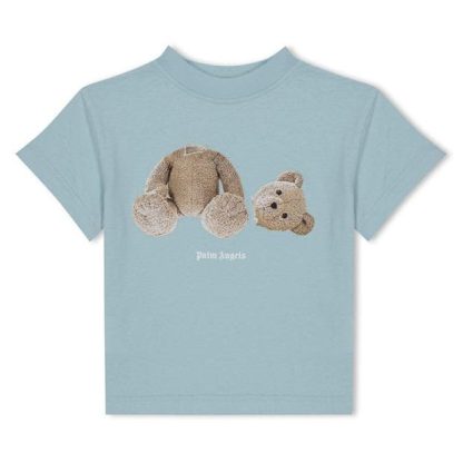 PALM ANGELS Unisex Junior Bear T Shirt Kids Regular Fit T-Shirts Dusty Blue 4260 for sale