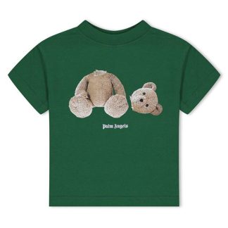 PALM ANGELS Unisex Junior Bear T Shirt Kids Regular Fit T-Shirts Green 5560 for sale