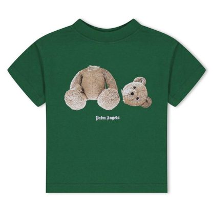 PALM ANGELS Unisex Junior Bear T Shirt Kids Regular Fit T-Shirts Green 5560 for sale