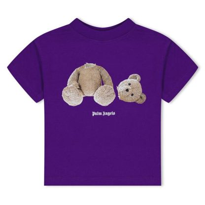 PALM ANGELS Unisex Junior Bear T Shirt Kids Regular Fit T-Shirts Purple 3760 for sale