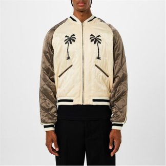 PALM ANGELS Varsity Jacket Men Brown/Butter  for sale