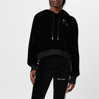 PALM ANGELS Velvet Hoodie Women Black  for sale