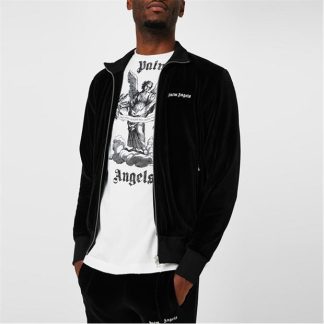 PALM ANGELS Velvet Track Jacket Men Blk/Wht  for sale