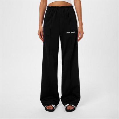 PALM ANGELS Wide Leg Tracksuit Bottoms Women Open Hem Woven Tracksuit Bottoms Black 1001 for sale