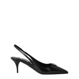 PRADA Brushed Leather Slingback Pumps Women Black F0002  for sale