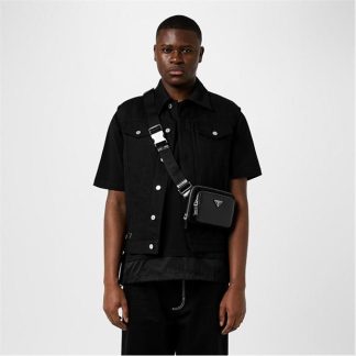 PRADA Bull Denim Vest Unisex Black  for sale