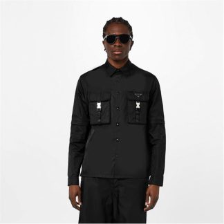 PRADA Cargo Long Sleeved Shirt Men Black  for sale