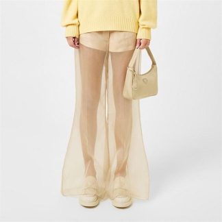 PRADA Chiffon Sheer Trousers Women Beige  for sale