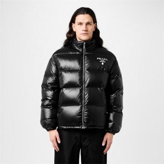 PRADA Cropped Re-Nylon Down Jacket Men Nero  for sale