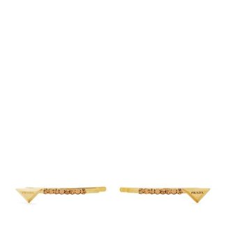 PRADA Crystal Embellished Brass Hair Clips Women Gold F03cr  for sale