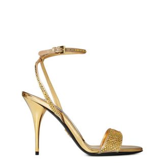 PRADA Crystal Embellished Heels Women Gold F0522  for sale