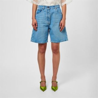 PRADA Denim Bermuda Shorts Women Sky  for sale