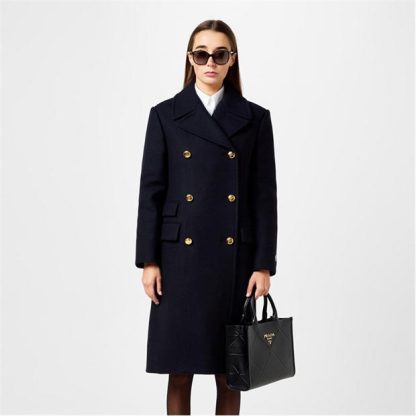 PRADA Double Breasted Peacoat Women Bleu  for sale