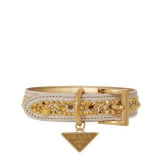 PRADA Embellished Crystal Logo Collar Unisex Pltn F0522  for sale