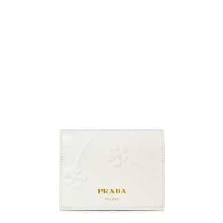 PRADA Embossed Floral Wallet Women Card Holders Bianco for sale