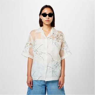 PRADA Embroidered Floral Blouse Women Bianco  for sale