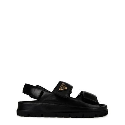 PRADA Enamelled Logo Sandals Women Nero  for sale