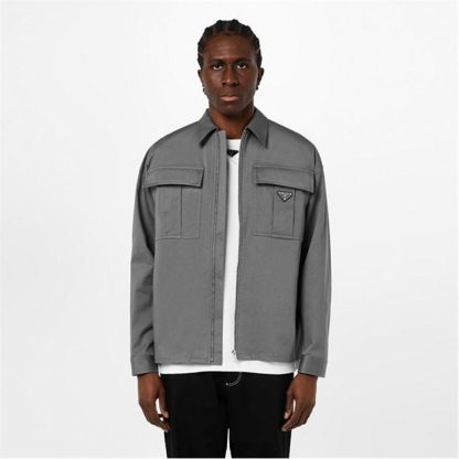 PRADA Gabardine Overshirt Men Ferro  for sale