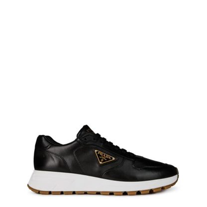 PRADA Leather Sneakers Mens Men Black/Gold  for sale