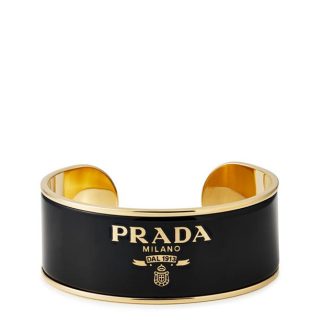 PRADA Logo Bangel Women Black/Gold  for sale