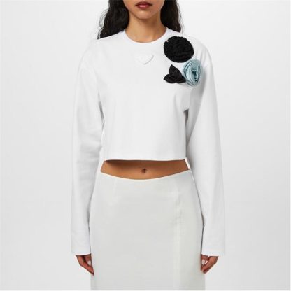 PRADA Long Sleeve T Shirt Women Bianco F0009  for sale