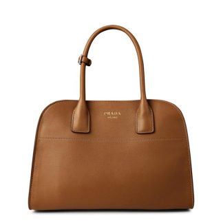 PRADA Medium Leather Tote Women Tote Bags Caramello for sale