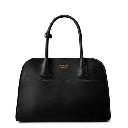 PRADA Medium Leather Tote Women Tote Bags Nero for sale