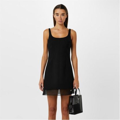 PRADA Mesh Detail Mini Dress With Triangle Logo Women Black  for sale