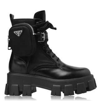 PRADA Mono Combat Boots Women Black F0002  for sale