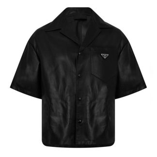 PRADA Nappa Leather Shirt Men Nero F0002  for sale