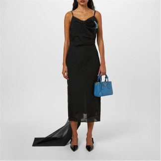 PRADA Nylon Crepe Maxi Dress Women Nero F0002  for sale