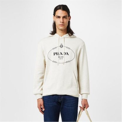 PRADA Oversized Logo Hoodie Men Naturale  for sale