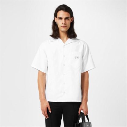 PRADA Oxford Short Sleeve Shirt Men Bianco  for sale