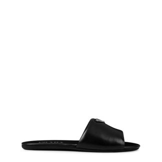 PRADA Padded Logo Flat Sandals Women Flat Sandals Nero for sale