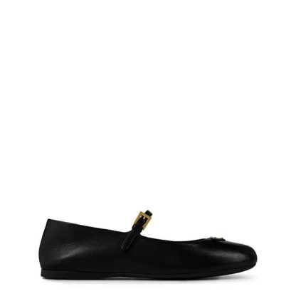 PRADA Prada MJ Ballerina Ld43 Women Ballet Pumps Black Lthr for sale